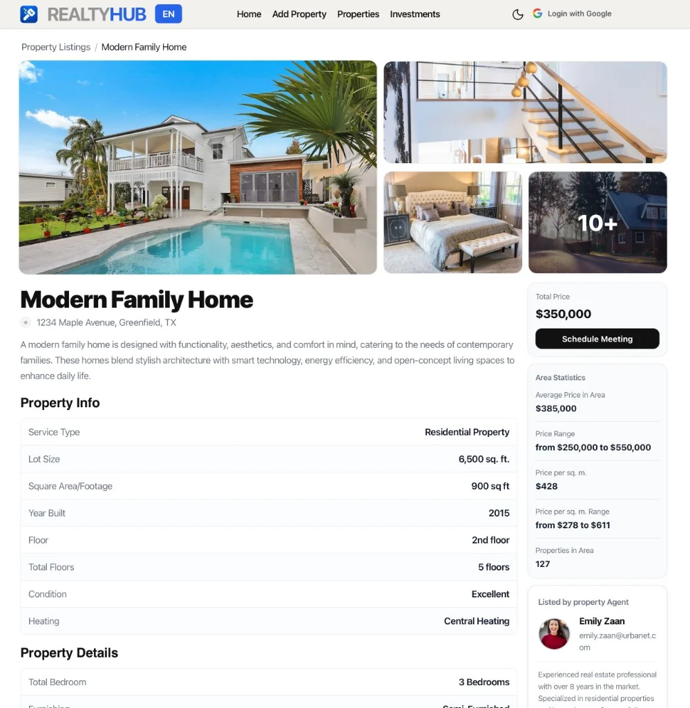 Real estate property listings portal