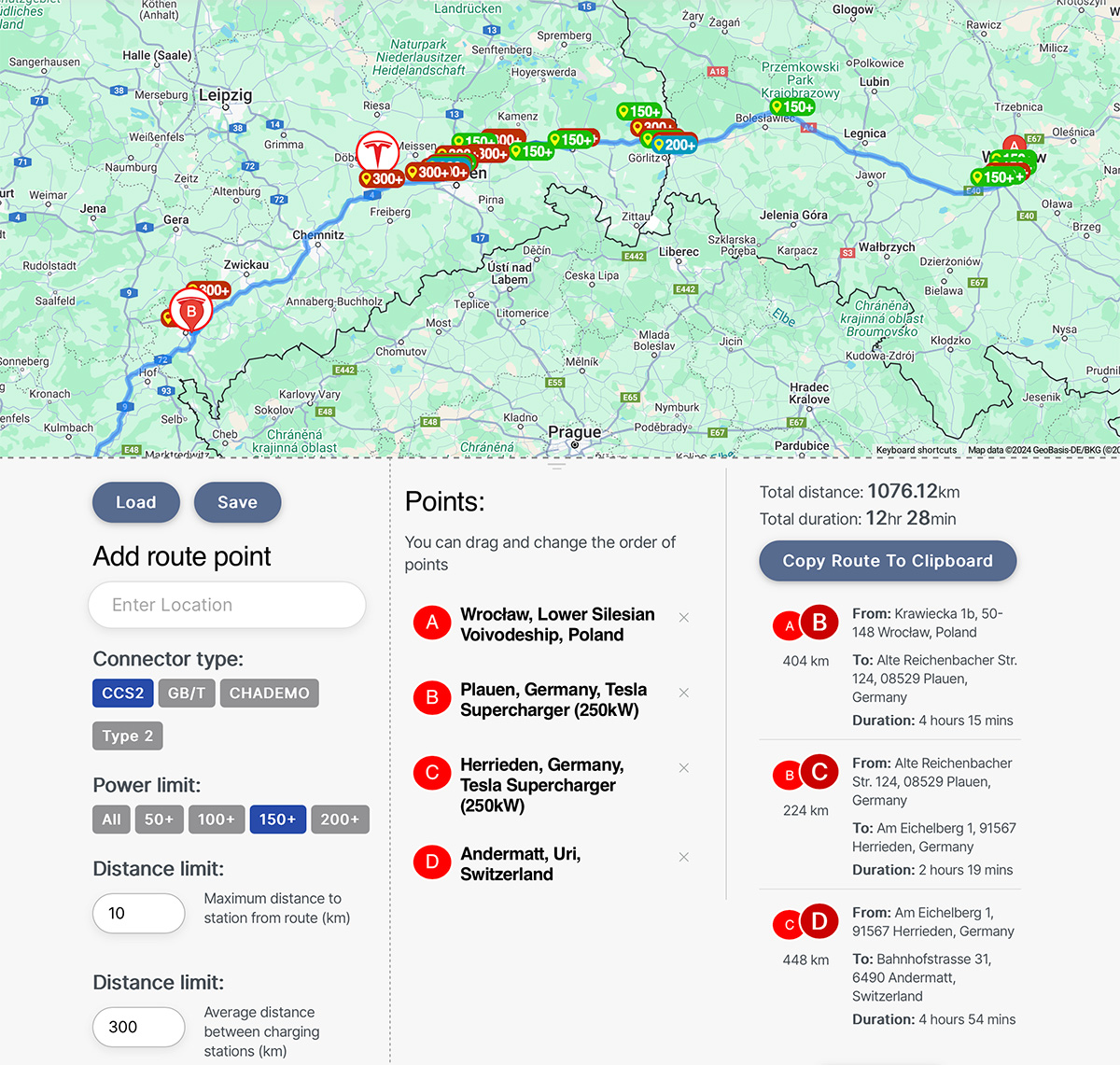 EV Route builder
